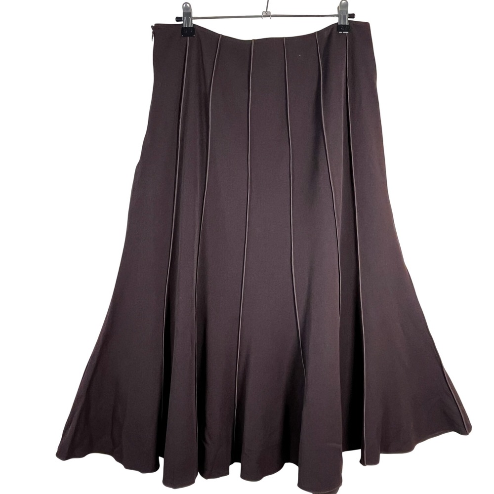 Y2K Lena Gabrielle NY Brown Exposed Seam Midi Skirt 10 Fairygrunge Whimsigoth